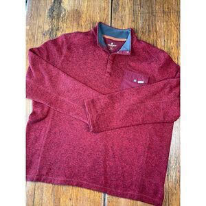 Men's 2XL Woolrich red long sleeve pullover Henley snap neck sweater